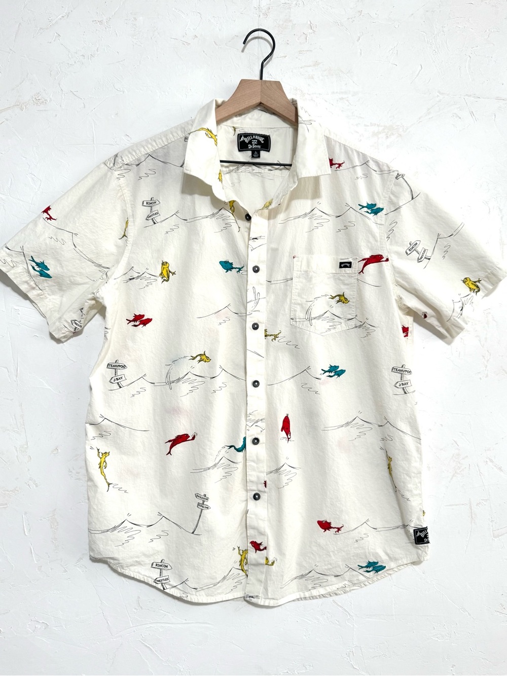 Billabong x Dr. Seuss One Fish Two Fish Button Up Shirt Men’s L Surf Print